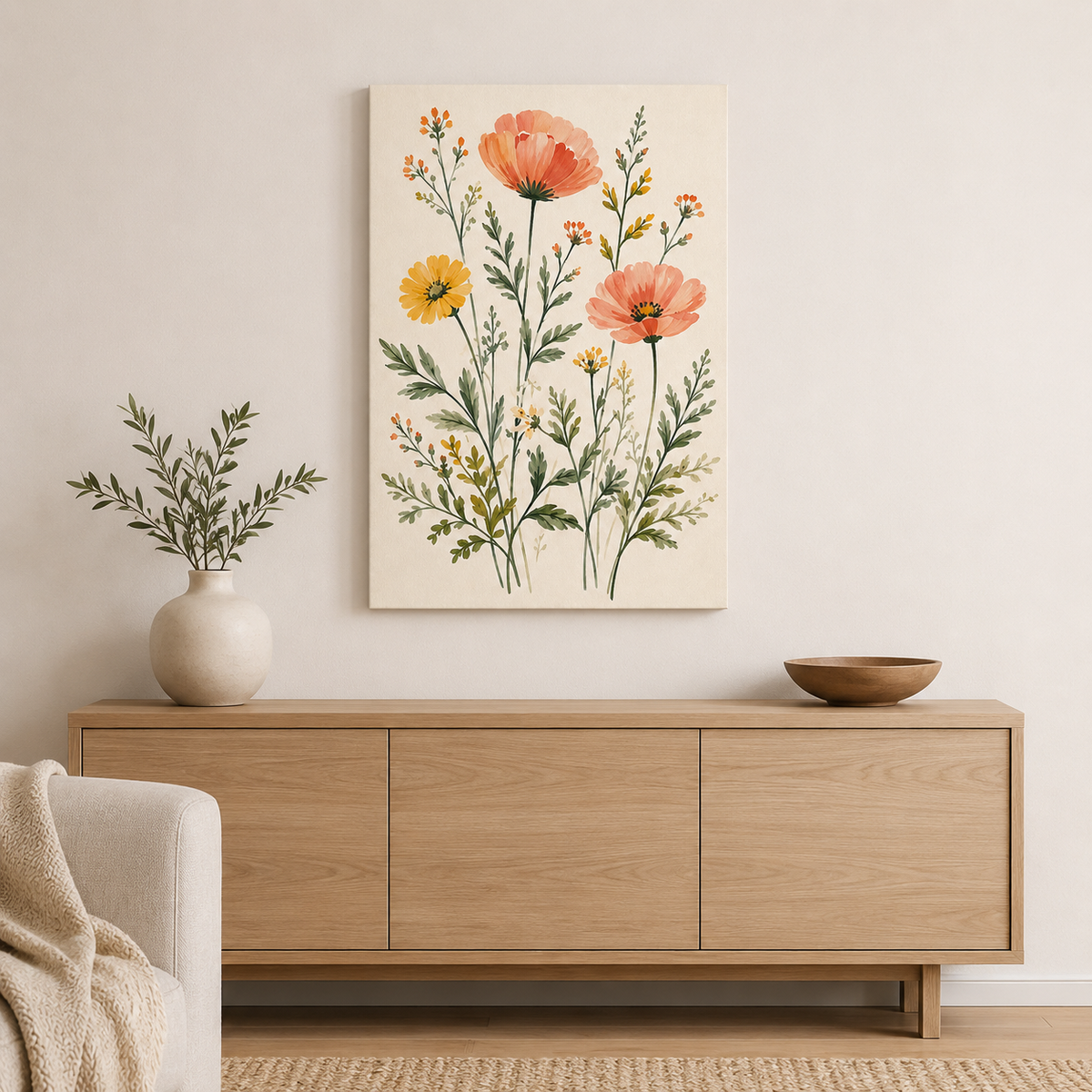 Pétales au vent – Tableau illustration botanique