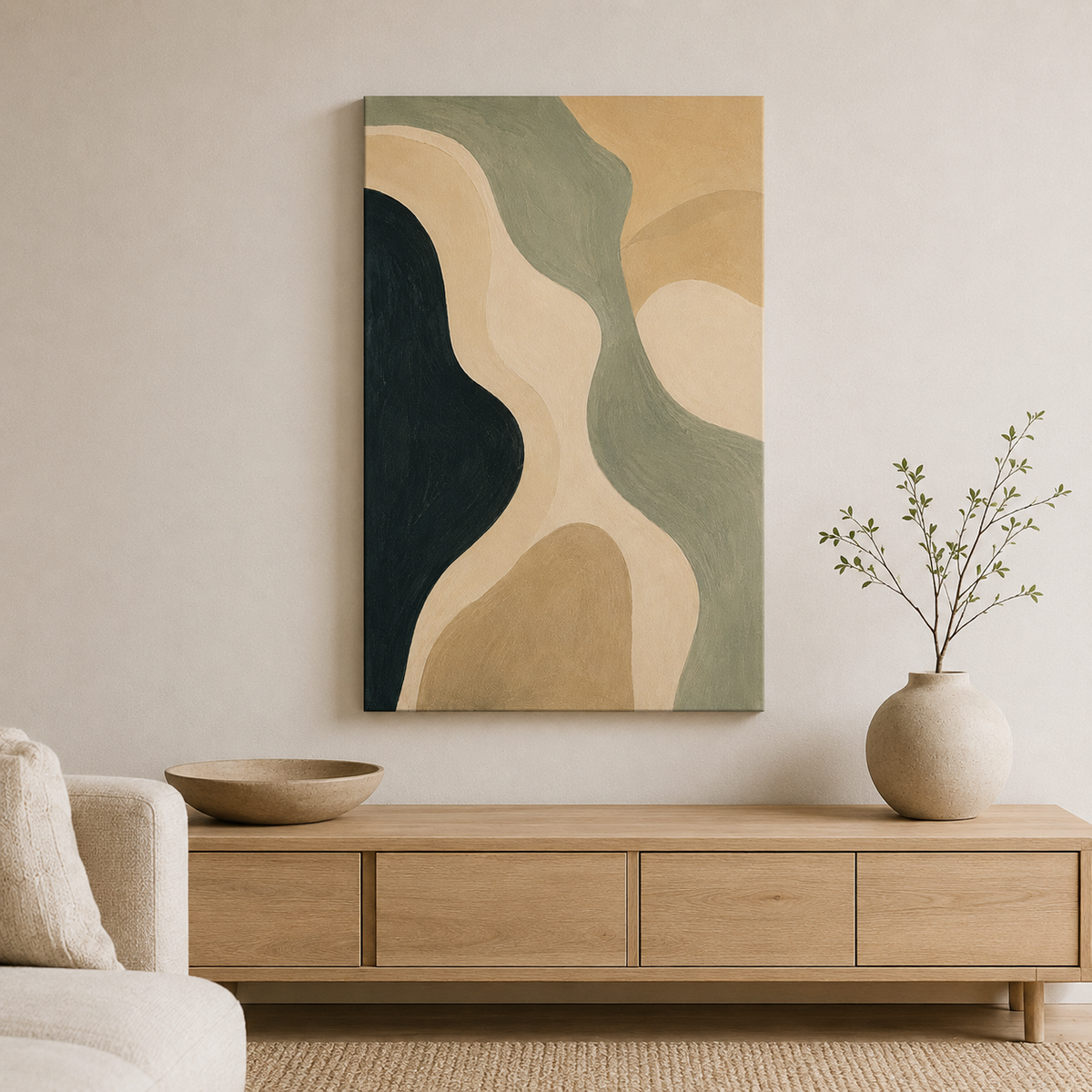 Dunes d'argile – Tableau abstrait organique beige