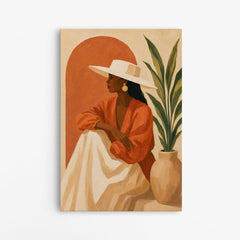 L'Ombre Douce – Tableau Femme aux Tons Terracotta