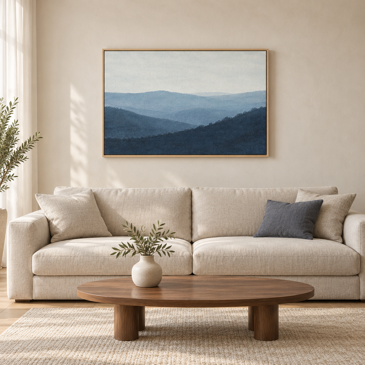 Ubac – Tableau paysage montagnes bleu ardoise et gris perle