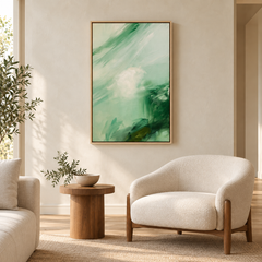 Canopée – Tableau abstrait vert d'eau et vert émeraude