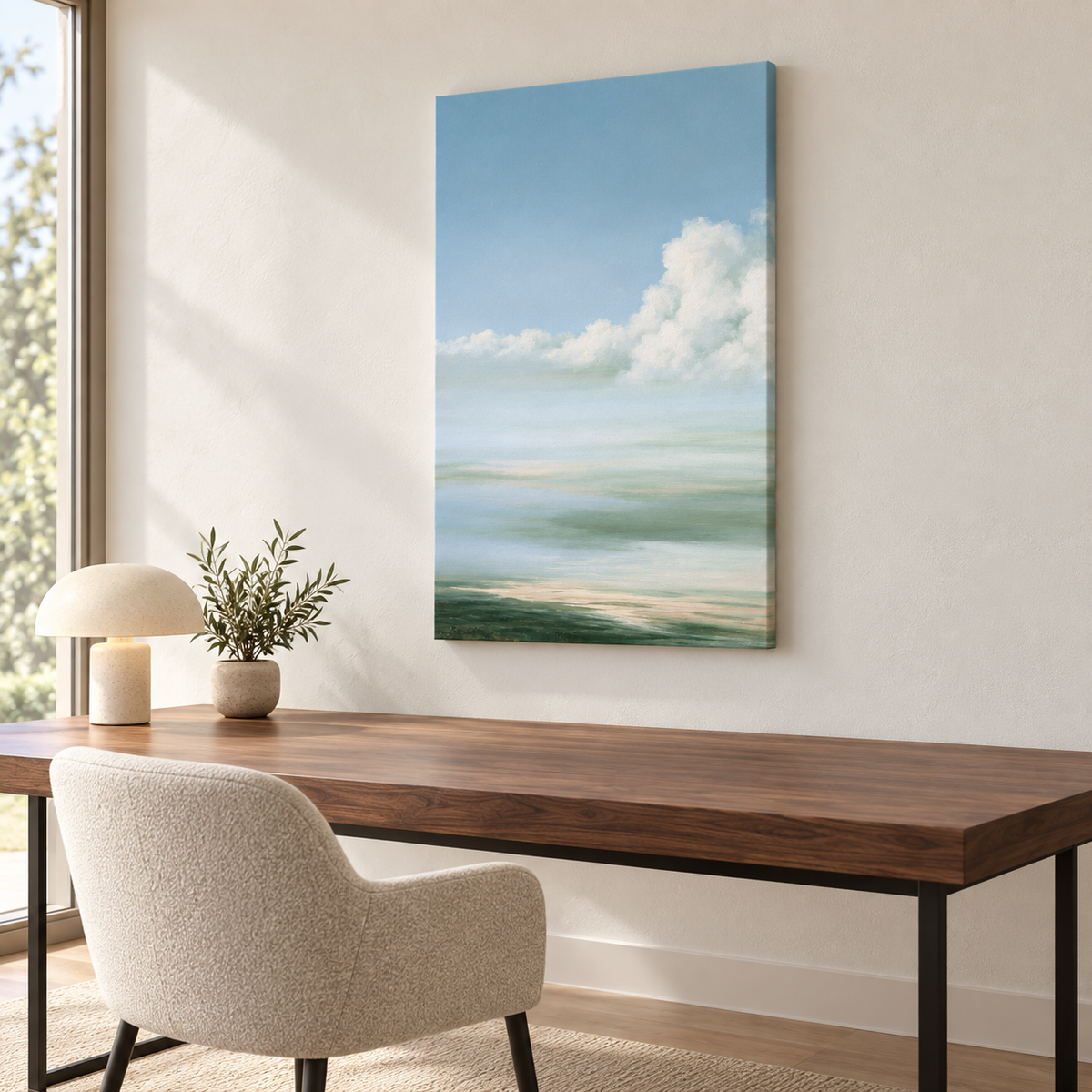 Empyrée – Tableau paysage ciel bleu et vert d'eau