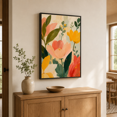 Éclat végétal – Tableau motif floral aux couleurs chaudes