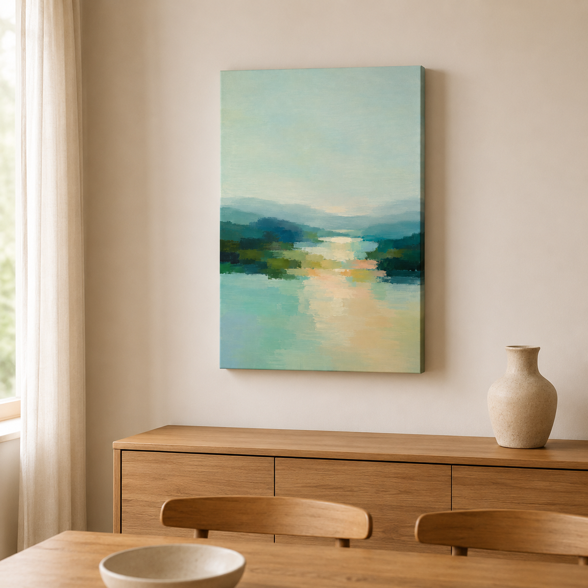 Bleu du matin – Tableau paysage abstrait bleu