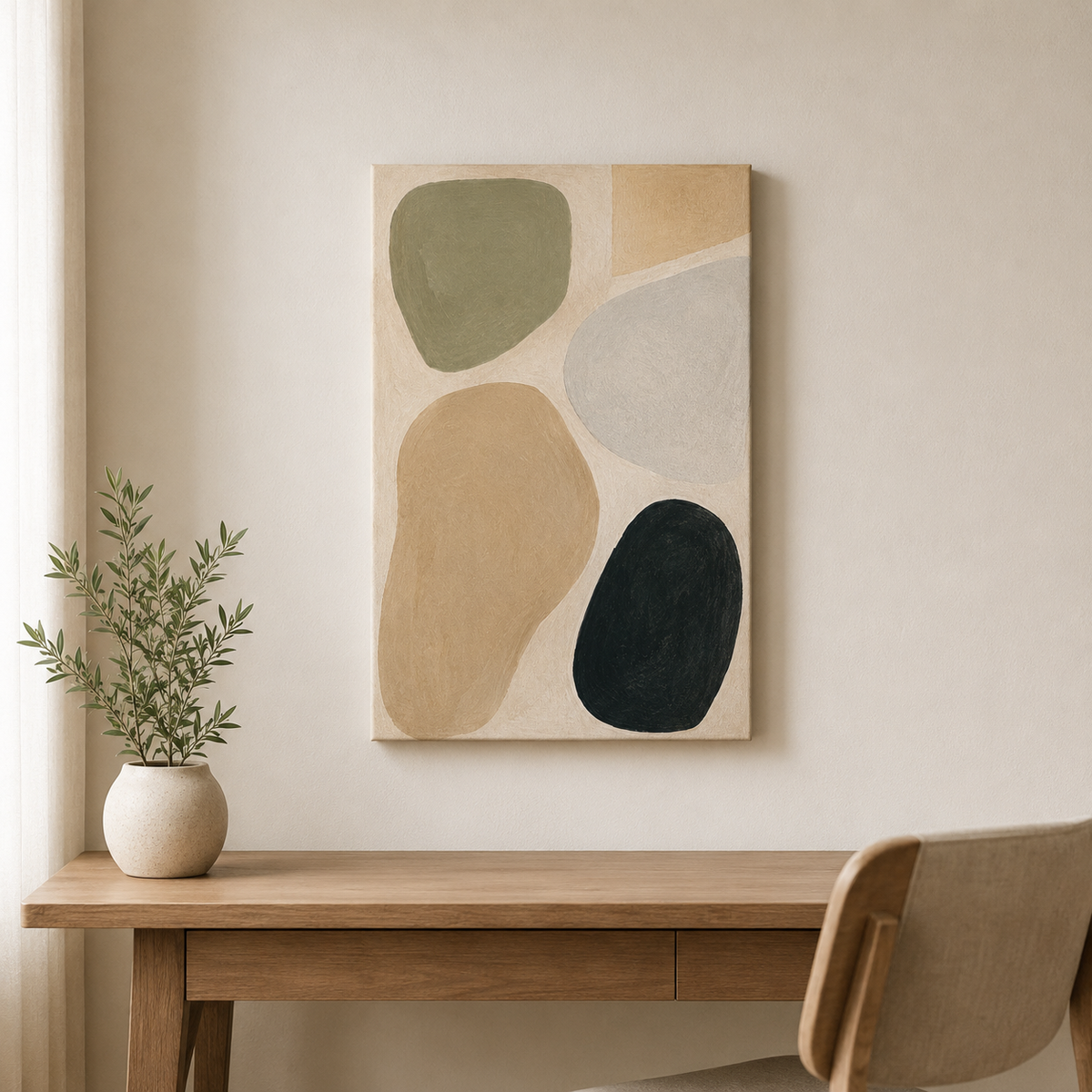 Ombre sur sable – Tableau abstrait formes organiques