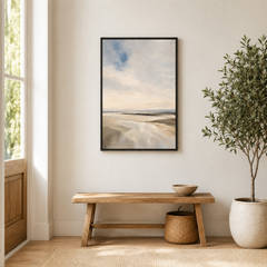 Épure Marine – Tableau paysage côtier beige