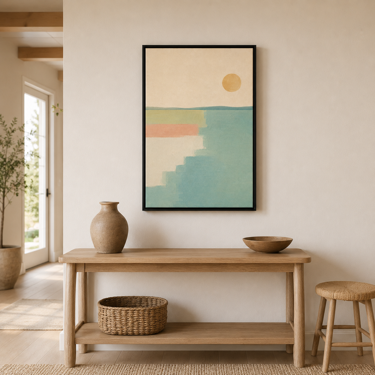Rivage pastel – Tableau paysage abstrait minimaliste