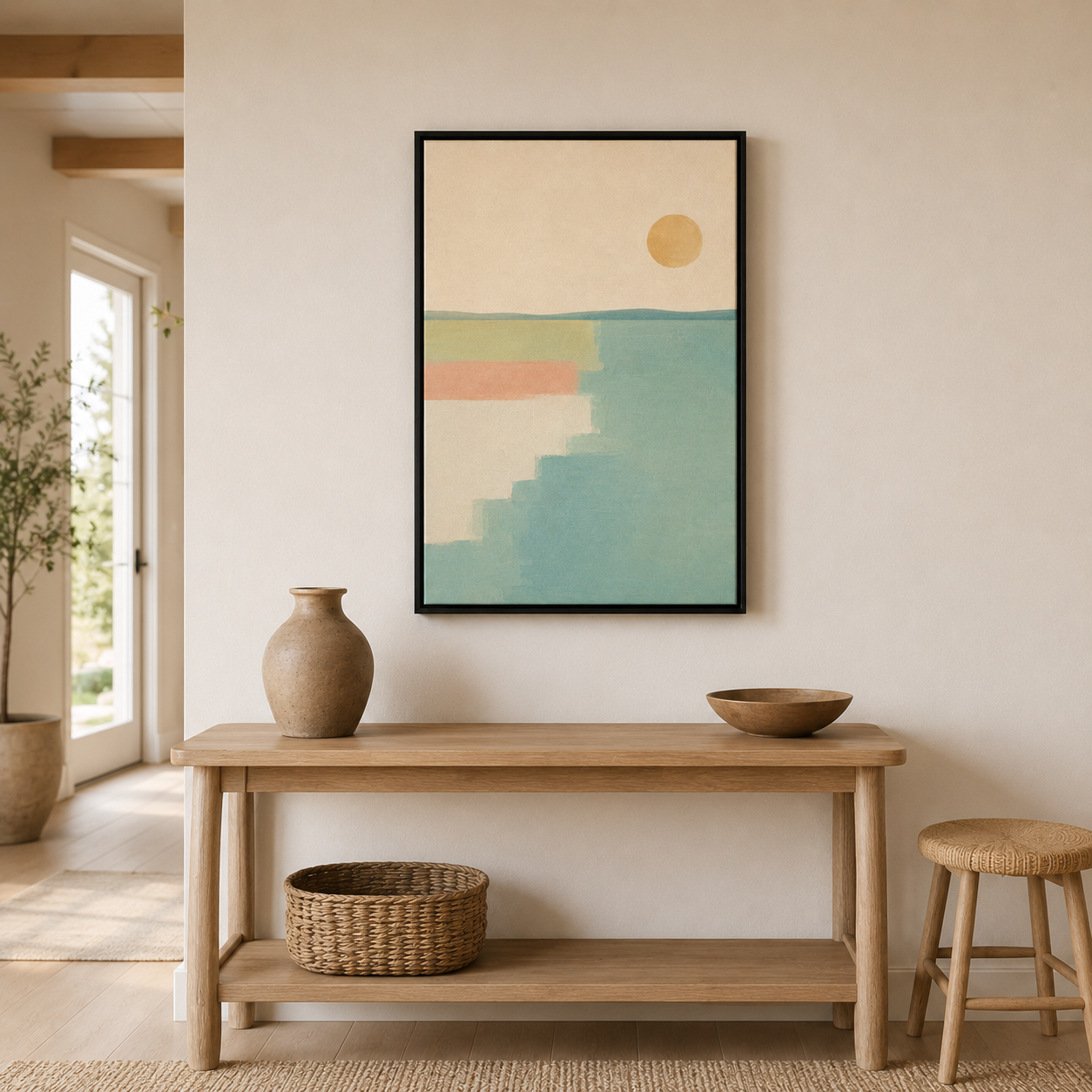 Rivage pastel – Tableau paysage abstrait minimaliste