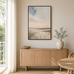 Épure Marine – Tableau paysage côtier beige