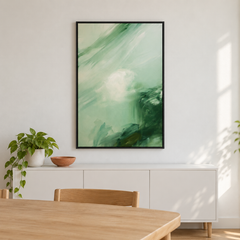 Canopée – Tableau abstrait vert d'eau et vert émeraude
