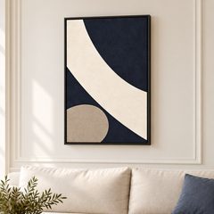 Pierre de lune – Tableau abstrait bleu marine et crème