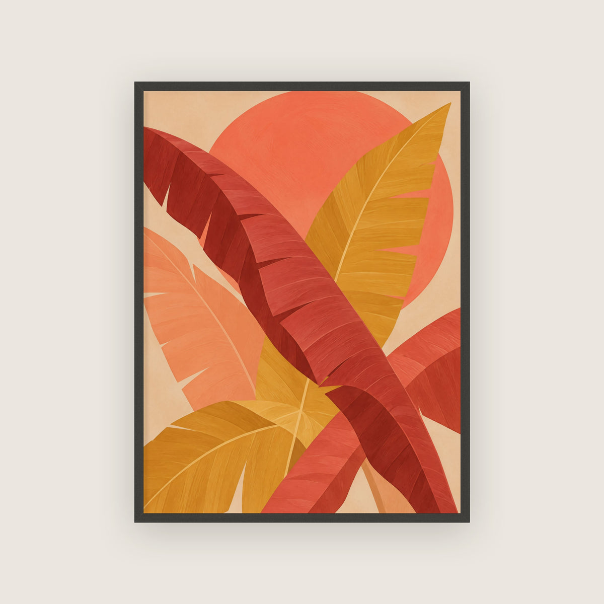 Ardente – Affiche bananier rouge et moutarde
