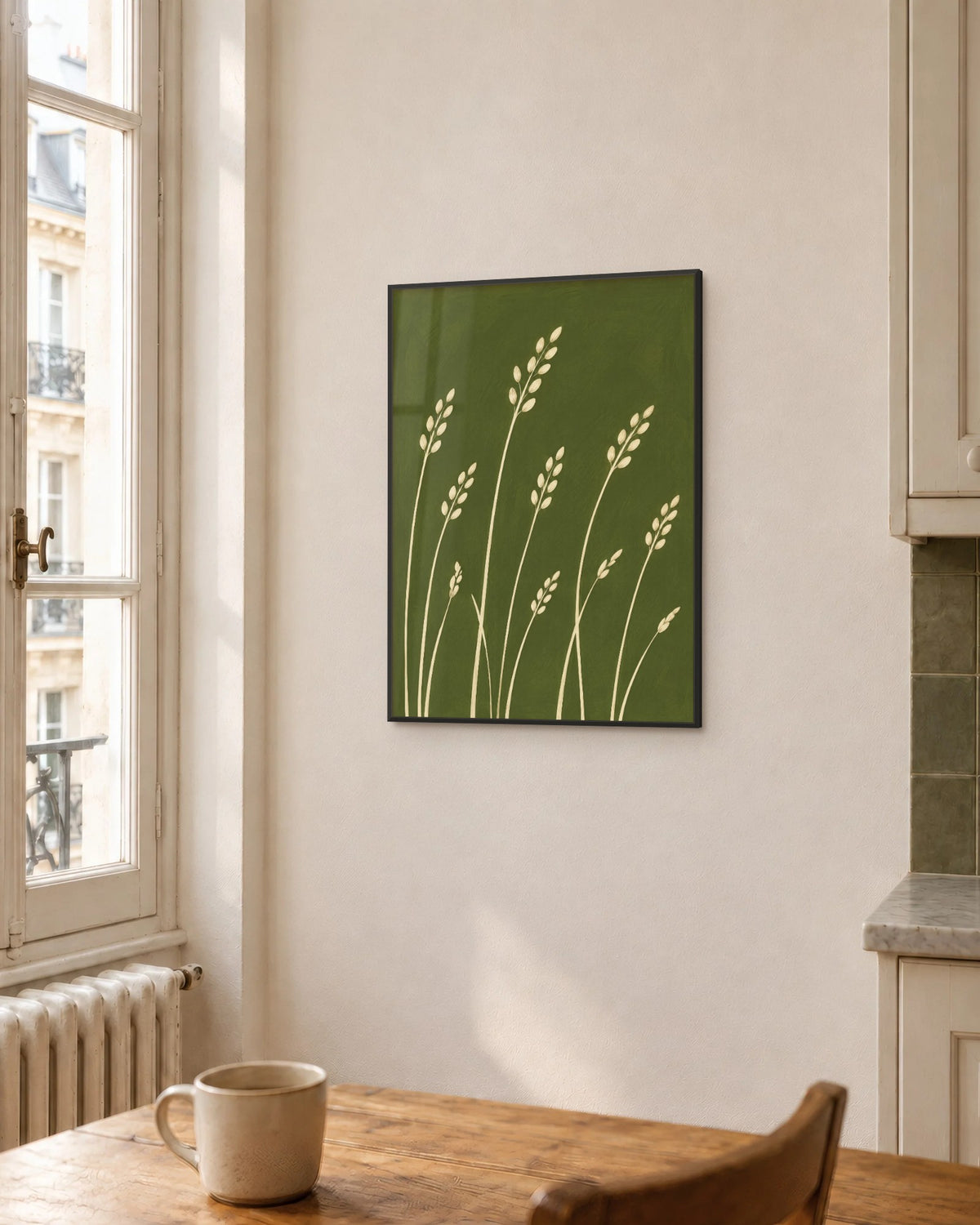Avena – Affiche graminées vert olive