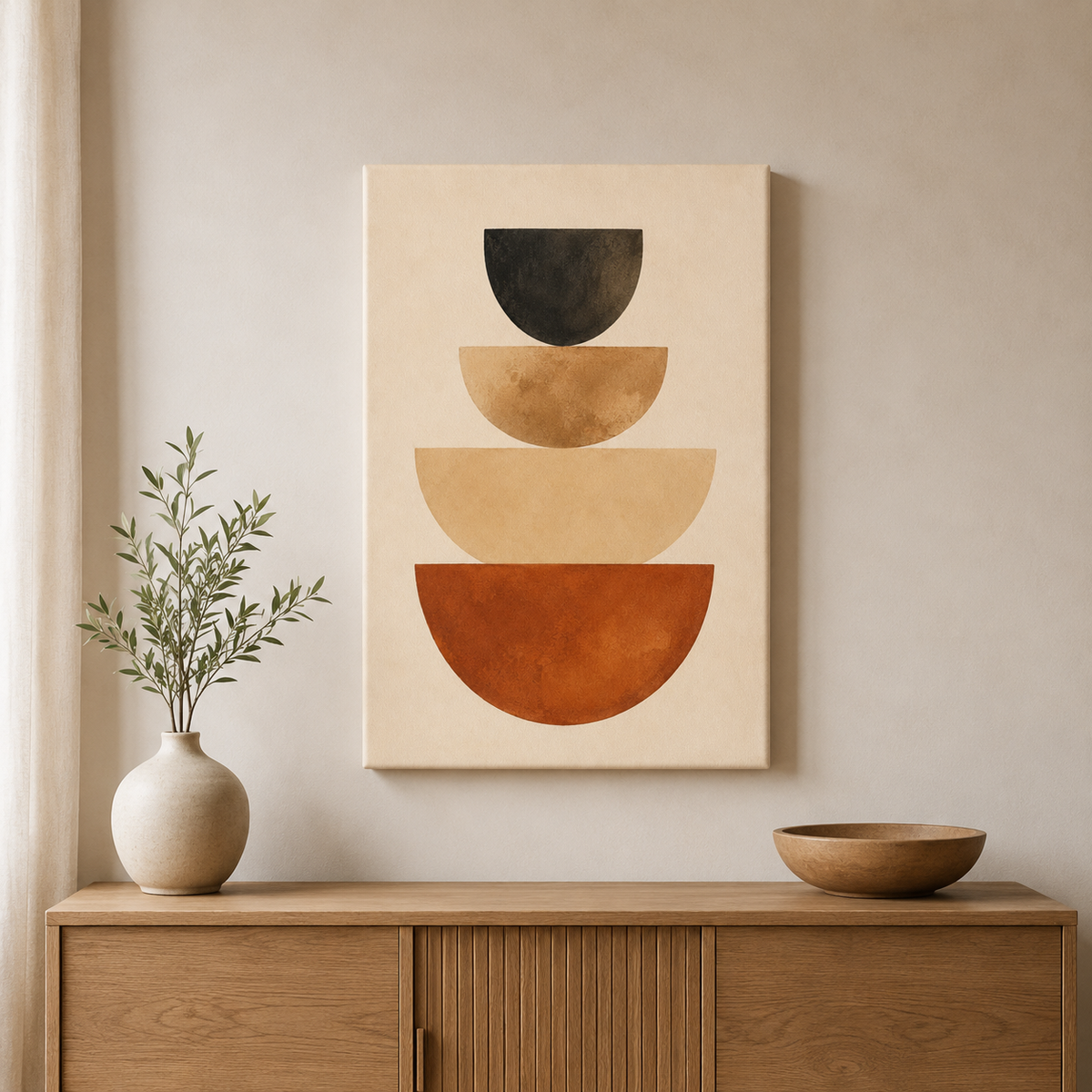 Équilibre terracotta – Tableau abstrait géométrique