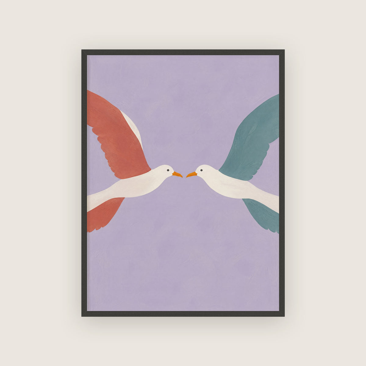 Bec à bec – Affiche couple d'oiseaux