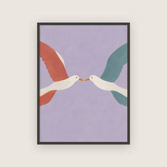 Bec à bec – Affiche couple d'oiseaux