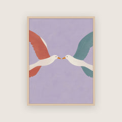 Bec à bec – Affiche couple d'oiseaux