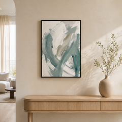 Le Souffle Doux – Tableau Abstrait Vert et Beige