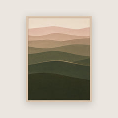 Ce qui reste – Affiche paysage vert olive et rose