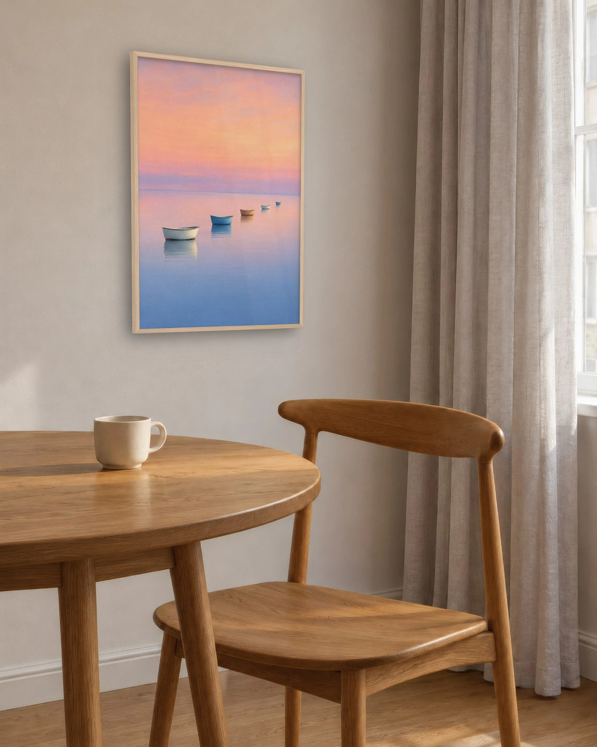 Chapelet d'aube – Affiche marine rose et bleu