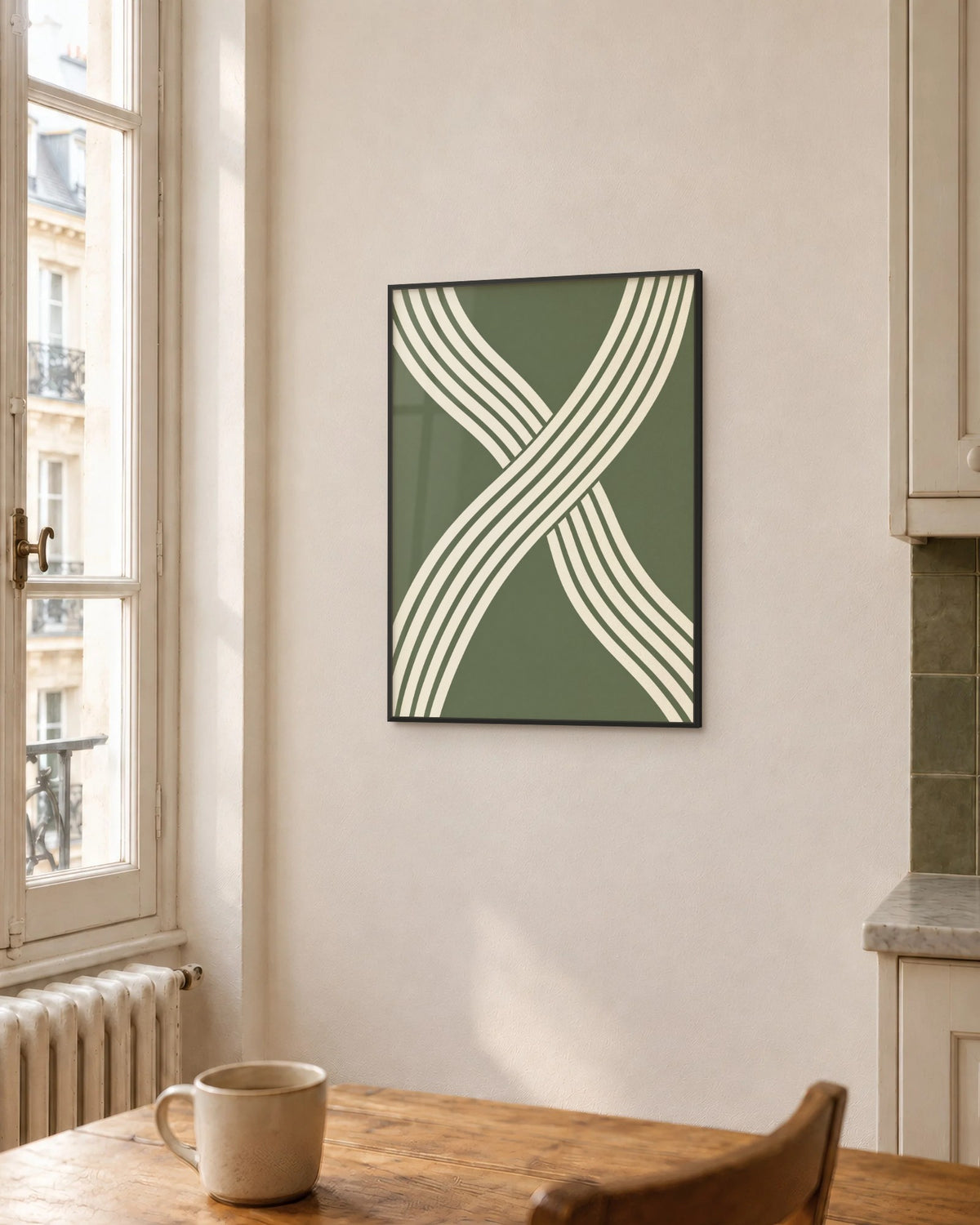Écheveau – Affiche graphique vert olive
