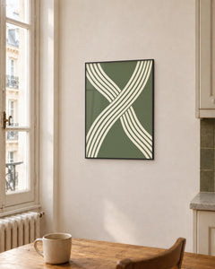 Écheveau – Affiche graphique vert olive