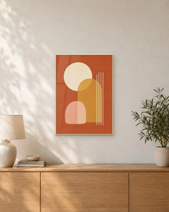 Cinq heures – Affiche abstraite terracotta et ocre