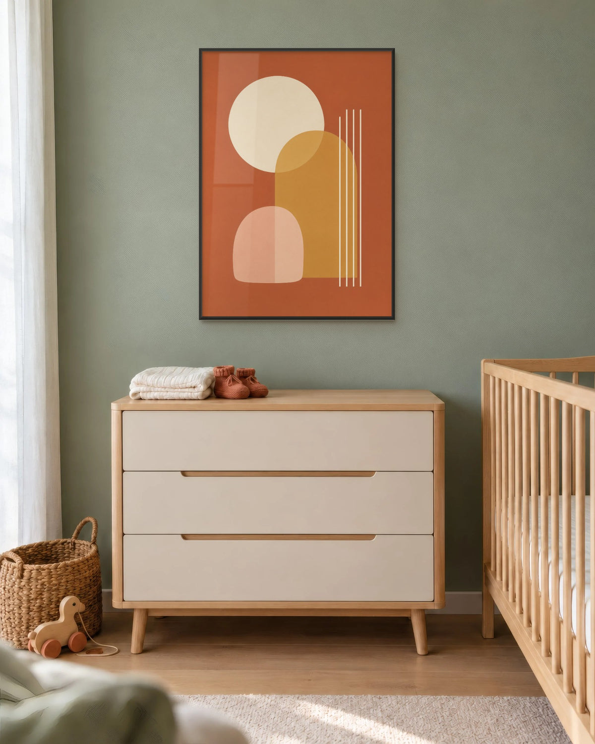 Cinq heures – Affiche abstraite terracotta et ocre