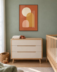 Cinq heures – Affiche abstraite terracotta et ocre