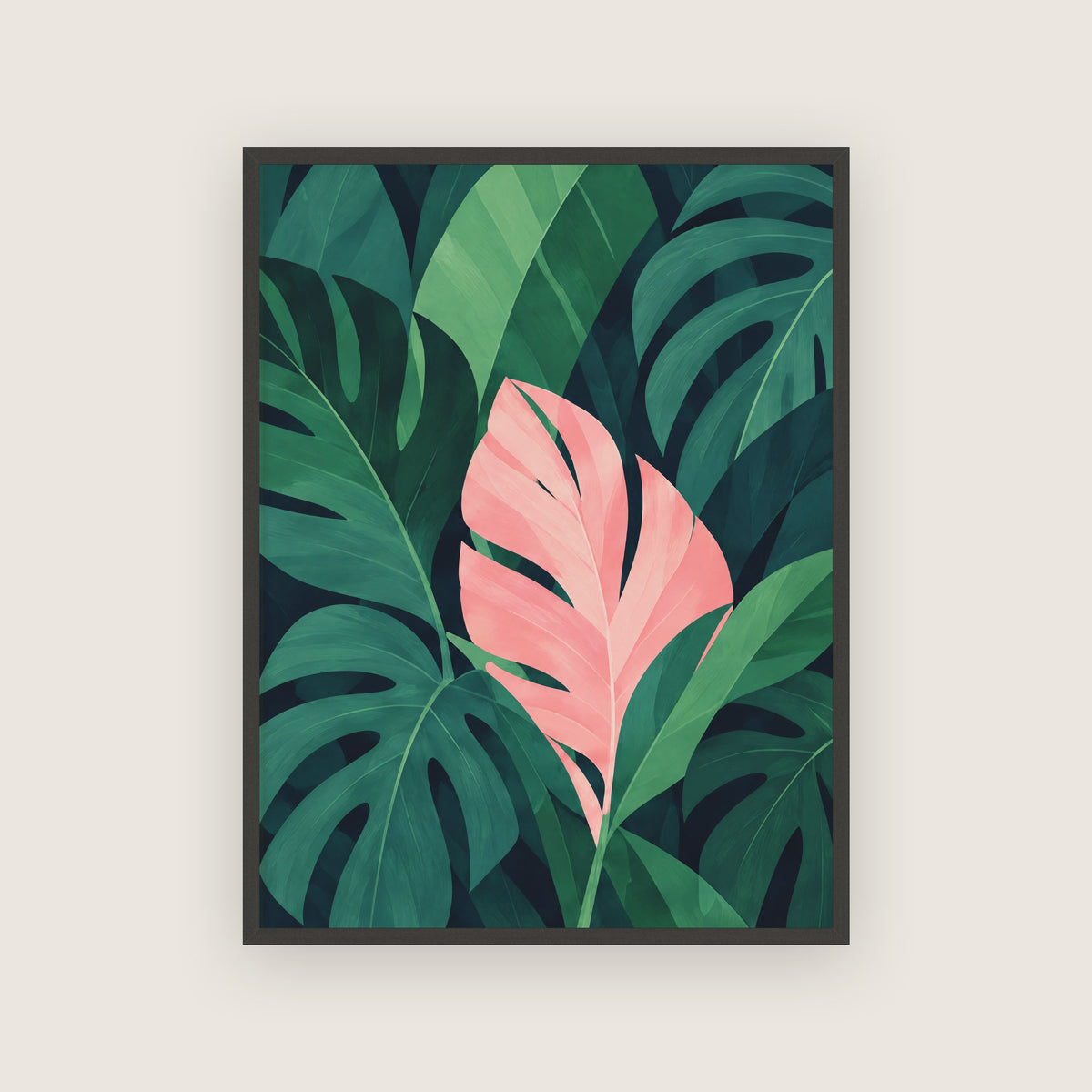 Clandestine – Affiche jungle vert et rose