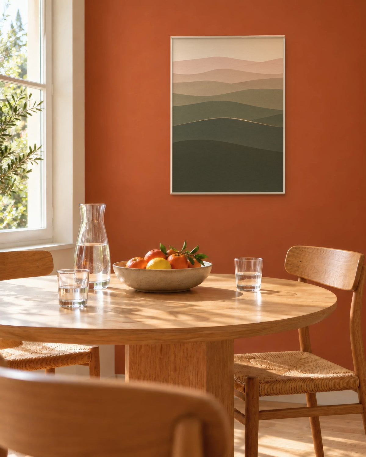 Ce qui reste – Affiche paysage vert olive et rose