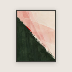 Coup de vent – Affiche abstraite vert et rose