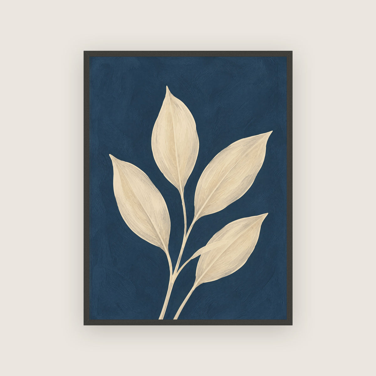 Cyanotype – Affiche feuilles bleu nuit