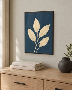 Cyanotype – Affiche feuilles bleu nuit