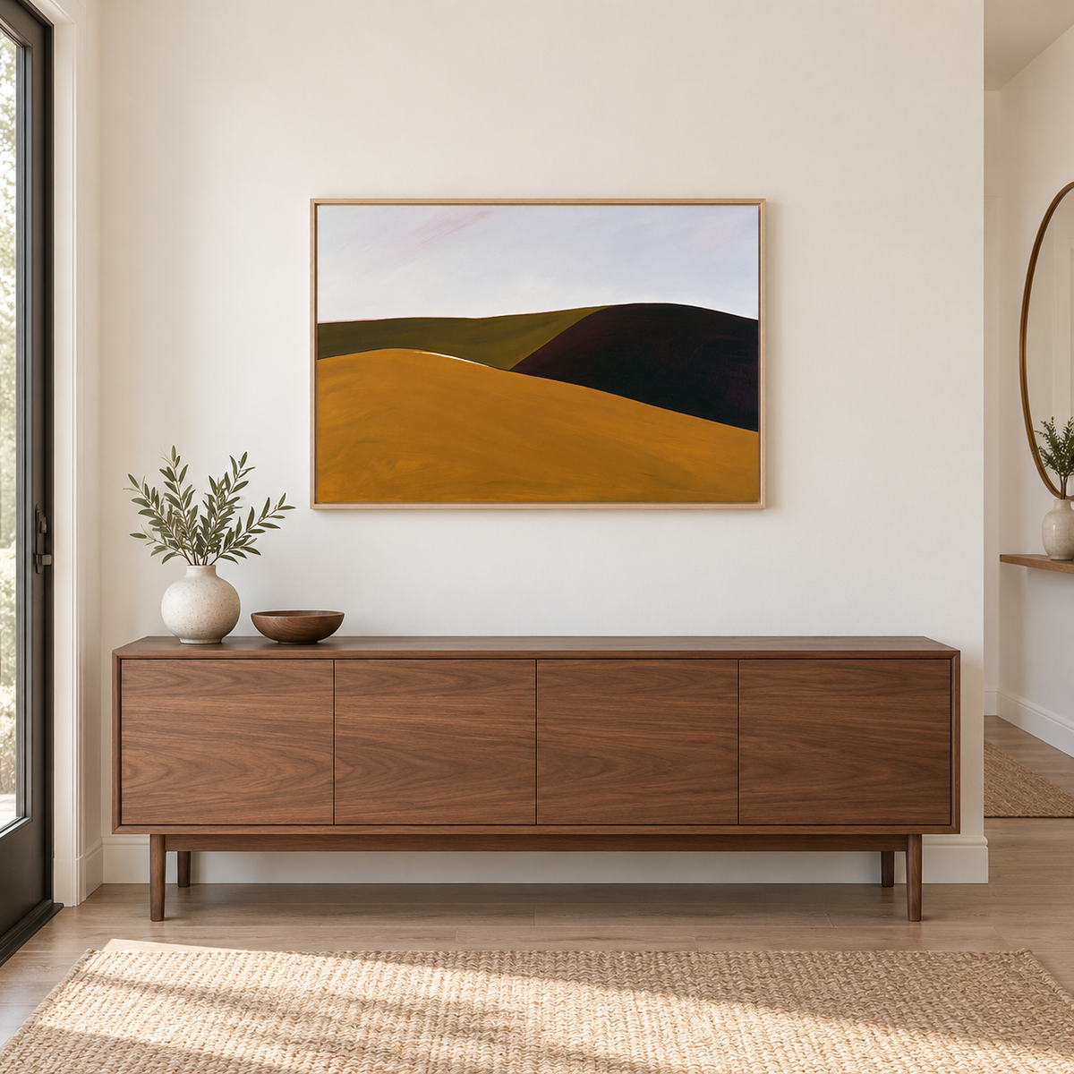 Été indien – Tableau paysage collines ocre et brun