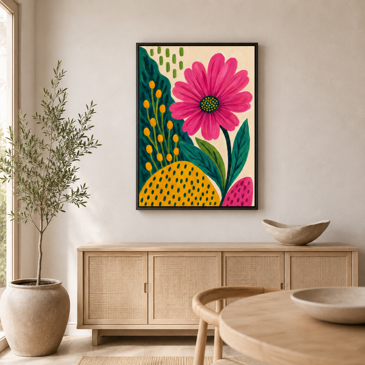 Lumière Végétale – Tableau Floral Rose