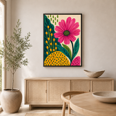 Lumière Végétale – Tableau Floral Rose