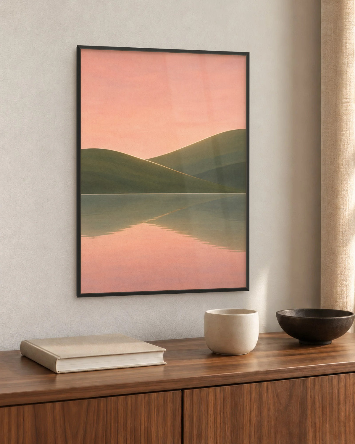 Rien ne presse – Affiche lac rose et vert