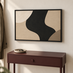 Encre et sable – Tableau abstrait noir et beige