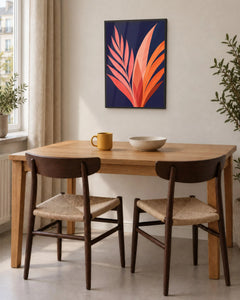 Brasa – Affiche feuillage corail et bleu nuit