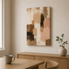 Bois et crème – Tableau abstrait aux tons naturels