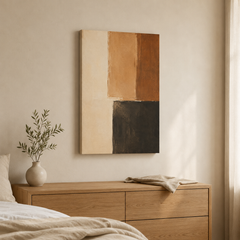 Ombre et ocre – Tableau abstrait géométrique beige et brun