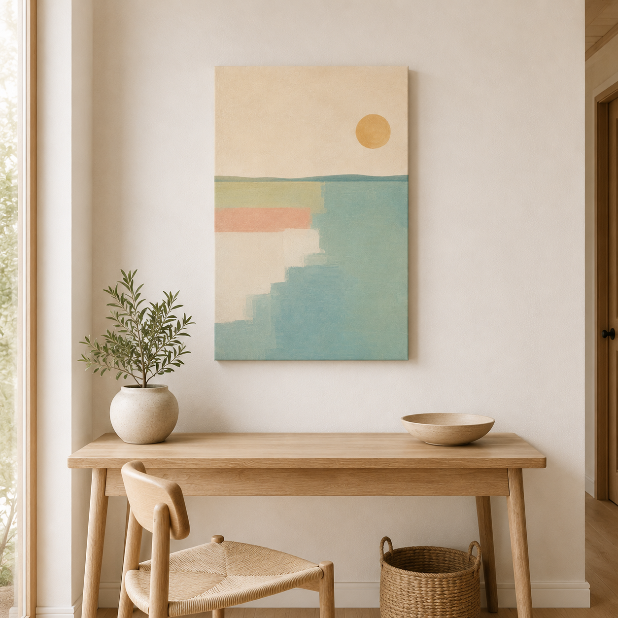 Rivage pastel – Tableau paysage abstrait minimaliste