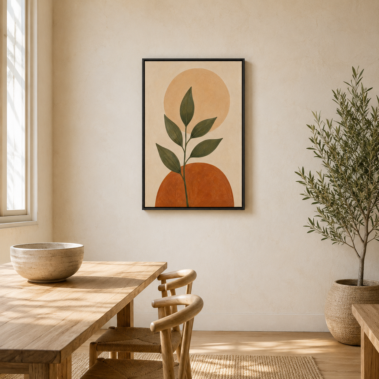 L'Équilibre Végétal – Tableau Abstrait Terracotta