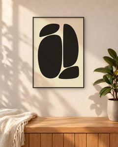 Kintsugi – Affiche abstraite noir et crème