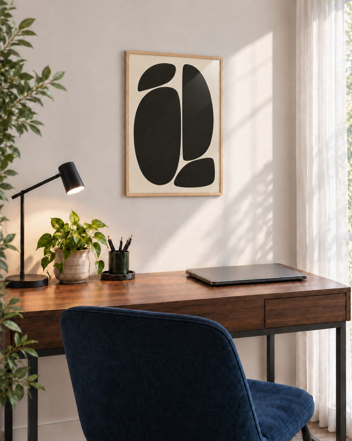 Kintsugi – Affiche abstraite noir et crème