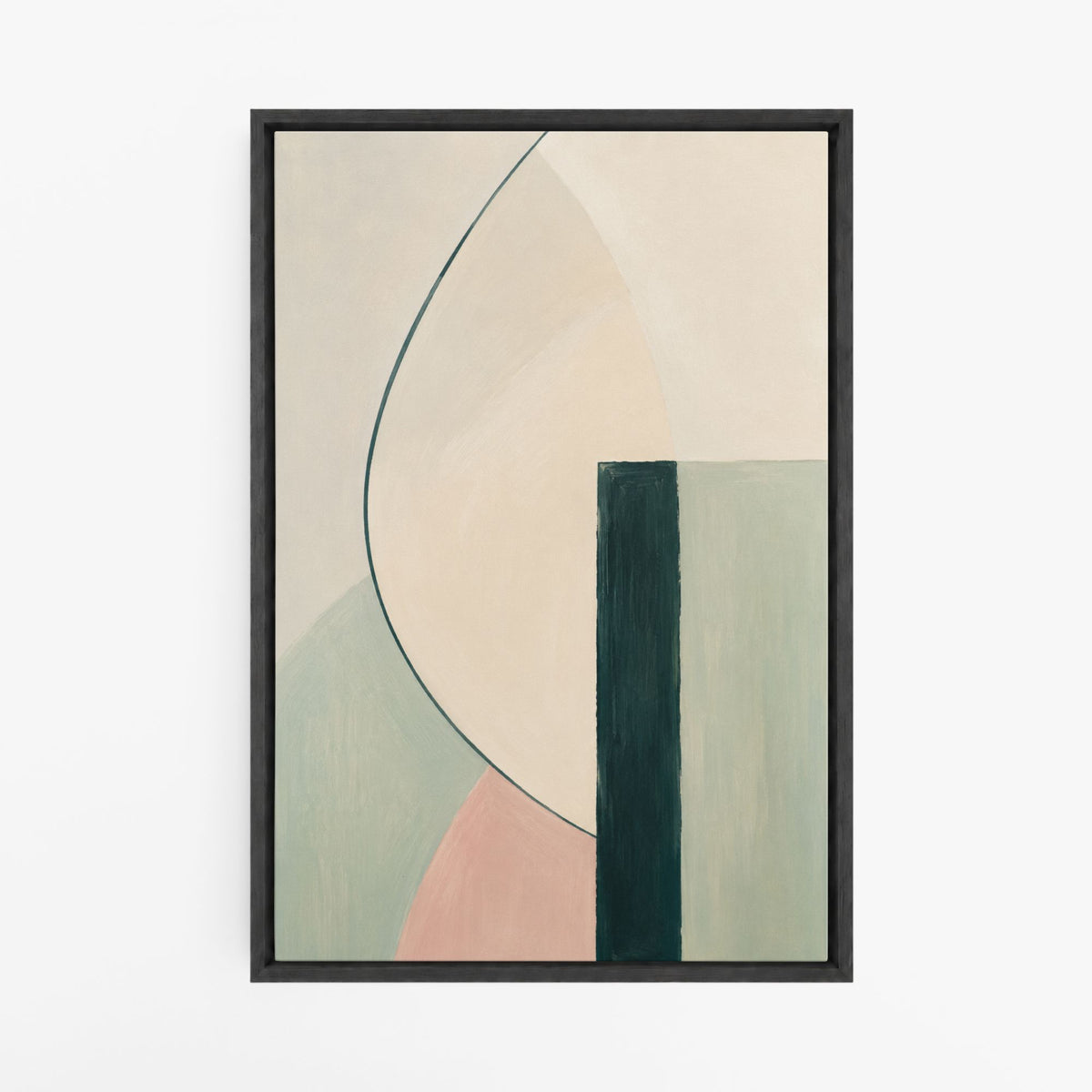 Douceur sauge et rose – Tableau abstrait géométrique pastel