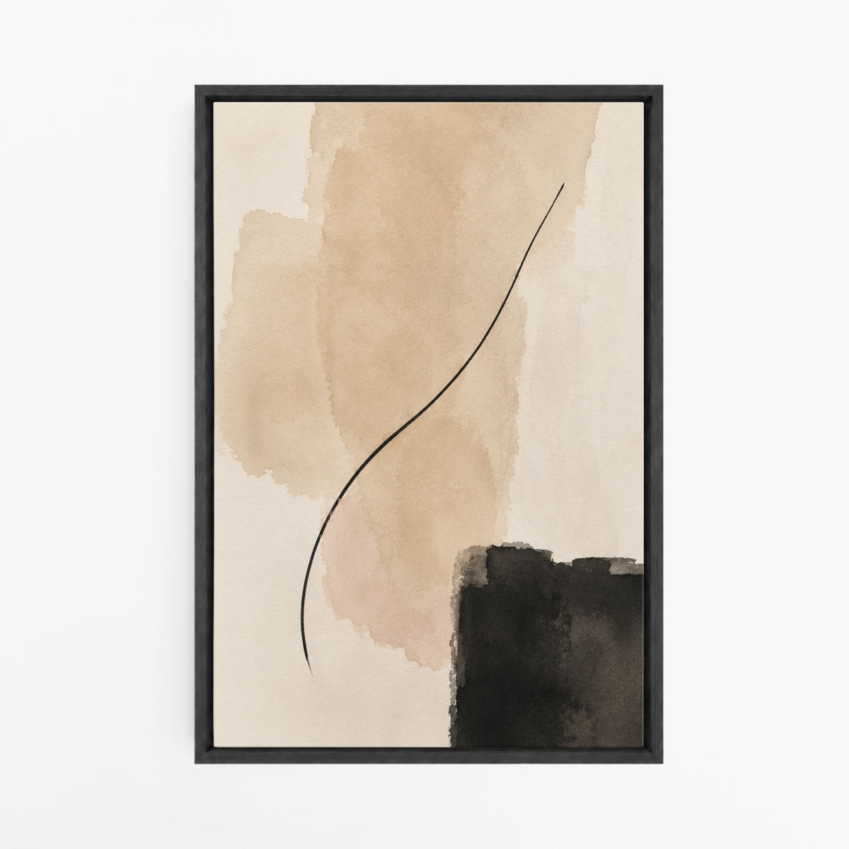 Courbe de sable – Tableau abstrait minimaliste beige et noir
