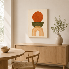 Équilibre Solaire – Tableau Abstrait Terracotta et Beige