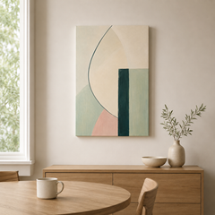 Douceur sauge et rose – Tableau abstrait géométrique pastel